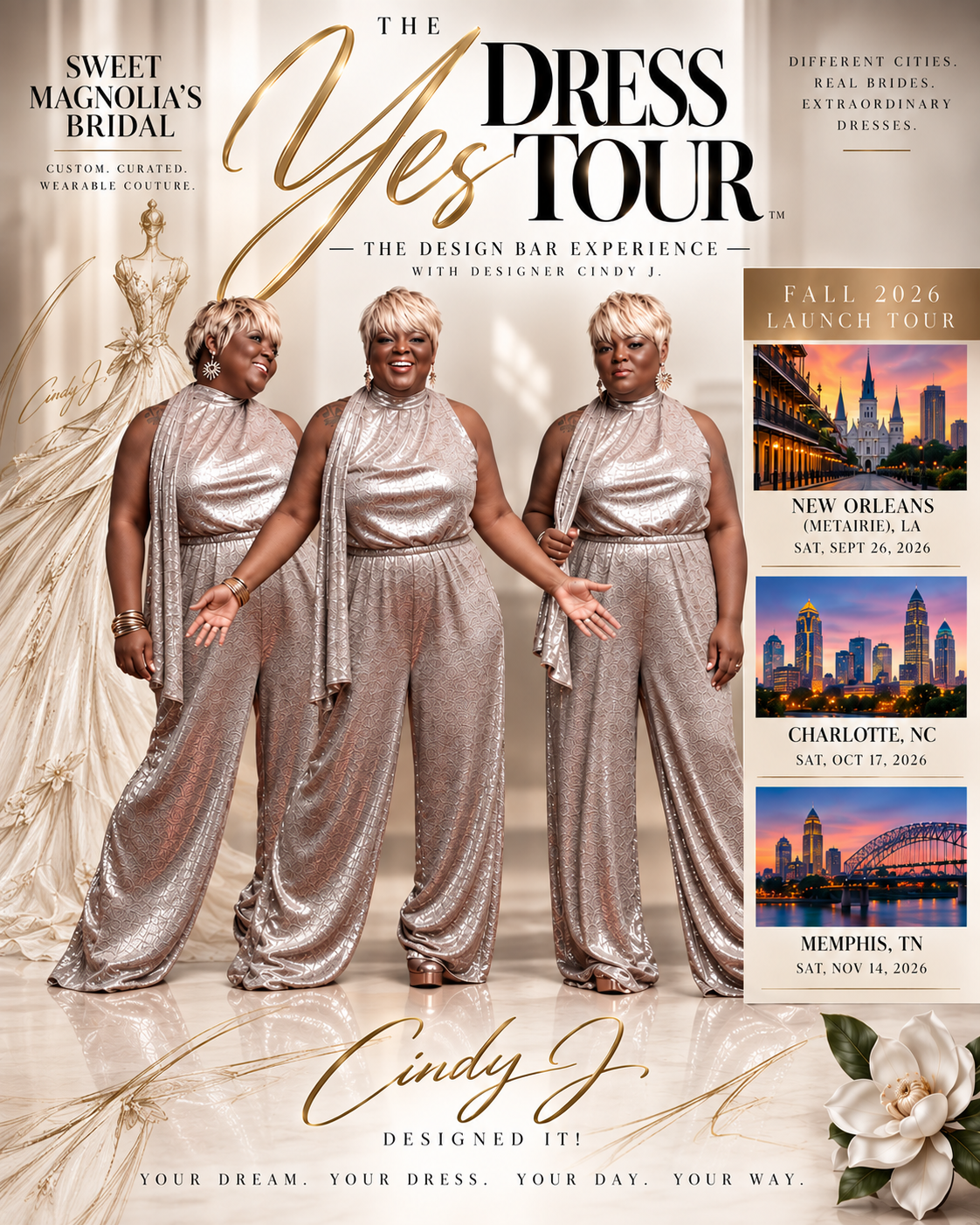 The Yes Dress Tour — Sweet Magnolia's Bridal Design Bar Experience with Designer Cindy J.